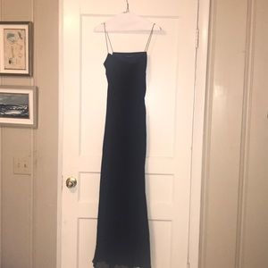 Full length Tahari spaghetti strap, open back gown